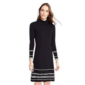 Ann Taylor Petite Button Mock Turtleneck Sweater dress, small petite, black